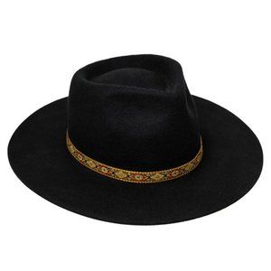 7-Hill Black wide brim fedora hat UNISEX Large